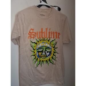 Sublime Sun Face Logo Graphic Mens T Shirt Size Small Cotton Tan, NWT